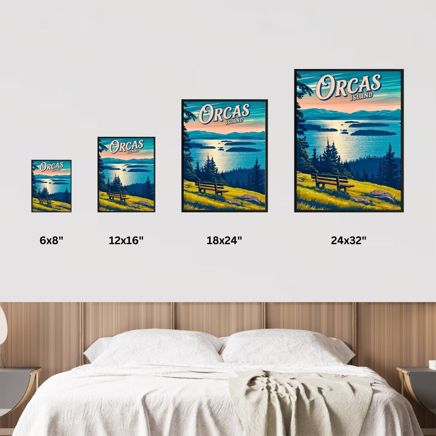 Orcas Island Vintage Travel Poster -  Captivating Island Sunset View