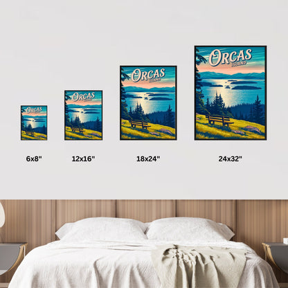 Orcas Island Vintage Travel Poster -  Captivating Island Sunset View