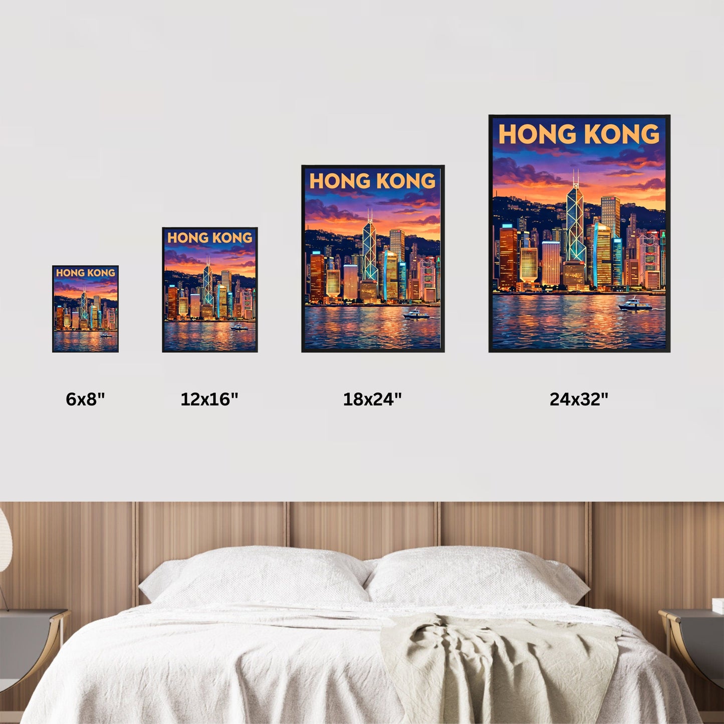 Hong Kong Vintage Travel Poster - Evening Glow