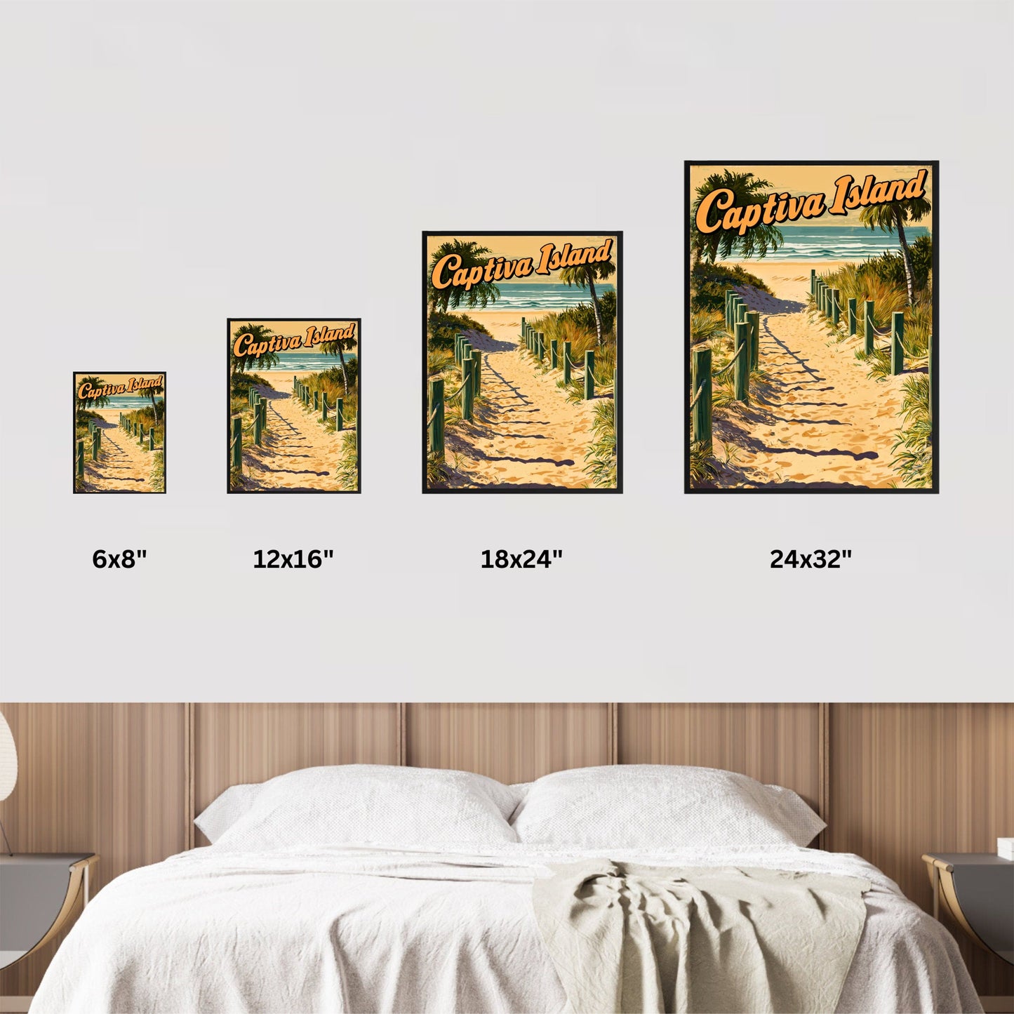Captiva Island Vintage Travel Poster - White Sandy Beach in Florida
