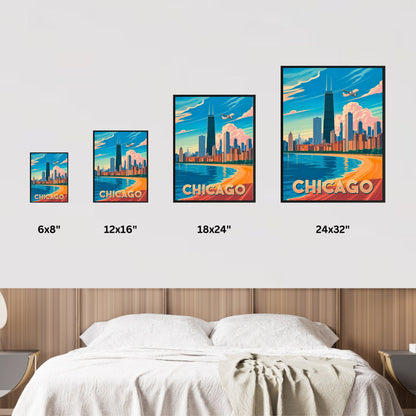 Chicago Vintage Travel Poster - Illinois Skyline