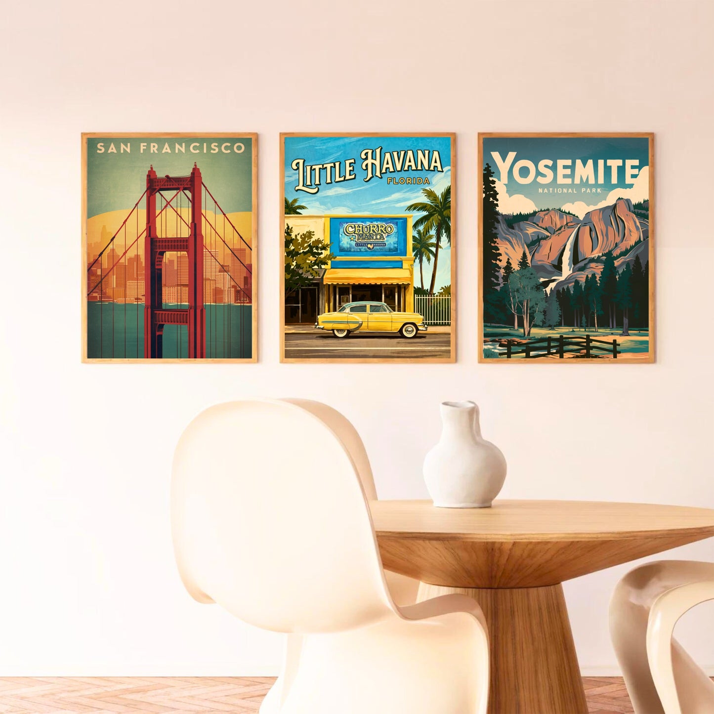 Little Havana Vintage Travel Poster -  Vintage Car in Miami, Florida