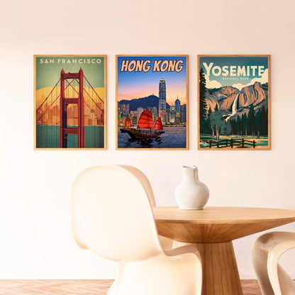 Hong Kong Vintage Travel Poster - China Iconic Red Sails