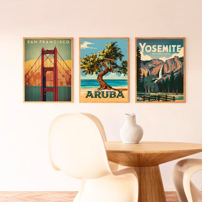 Aruba Vintage Travel Poster - Iconic Tree in Caribbean Island