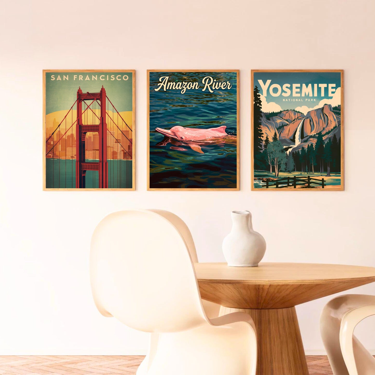 Amazon River Vintage Travel Poster - Pink Dolphin of Rainforest