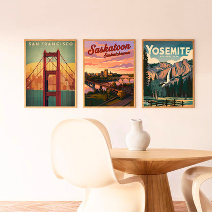 Saskatoon Vintage Travel Poster -   Beautiful Serene River View
