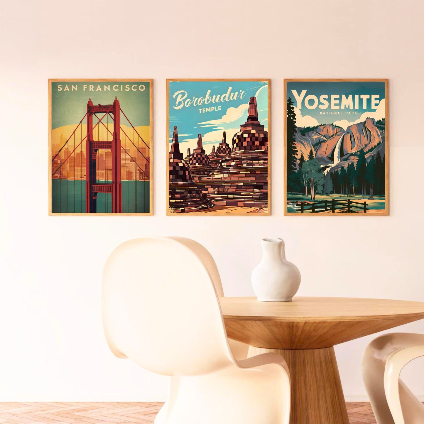 Borobudur Temple Vintage Travel Poster - Indonesia
