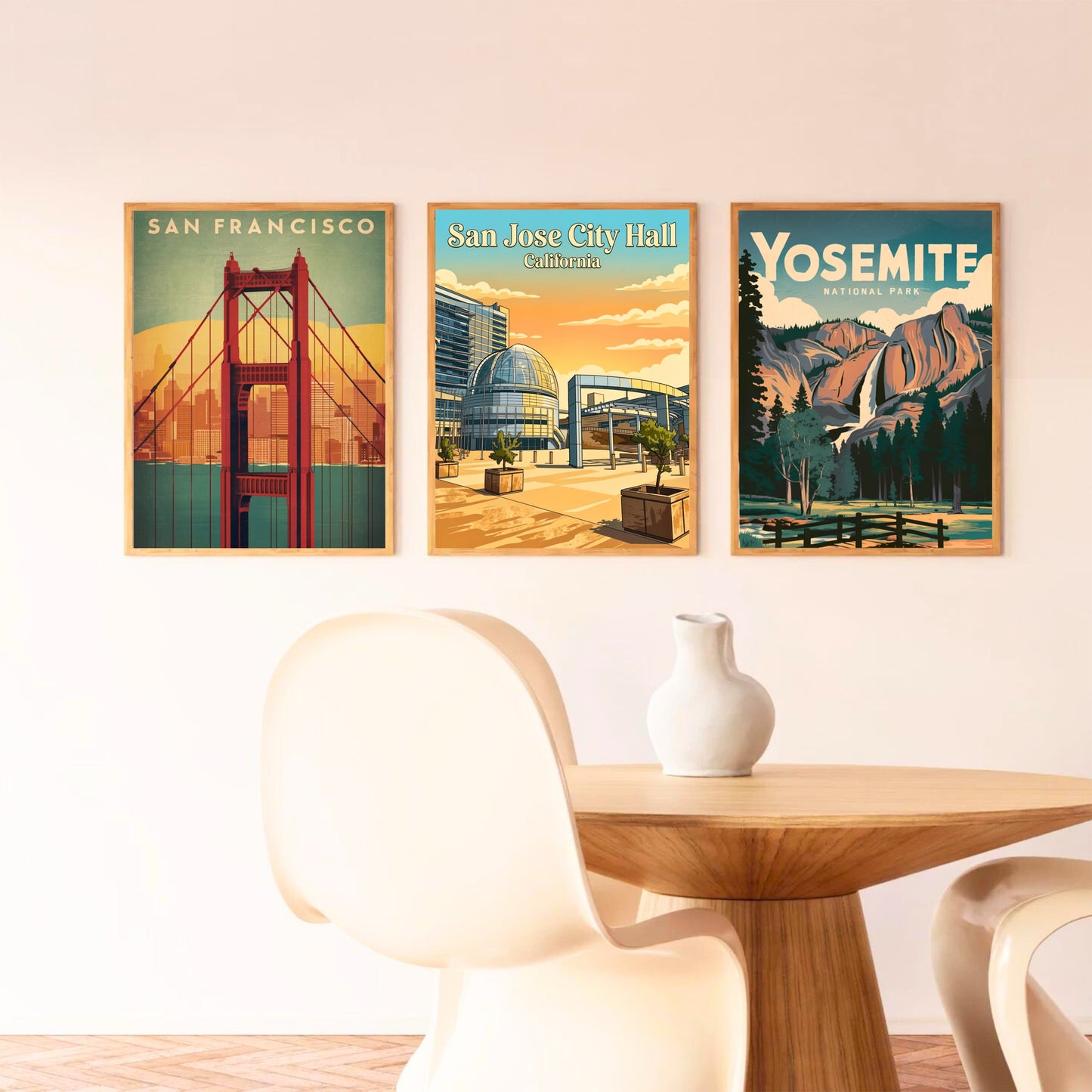 San Jose City Hall Vintage Travel Poster - Afternoon Glow