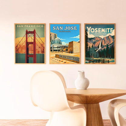 San Jose City Hall Vintage Travel Poster - Urban Elegance in California