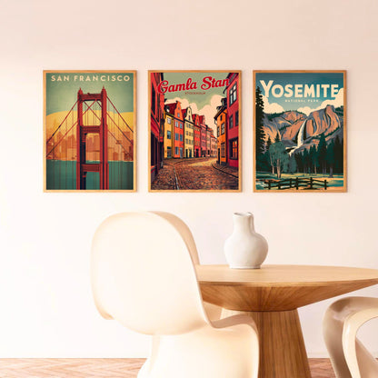 Gamla Stan Vintage Travel Poster - Charming Street in Stockholm