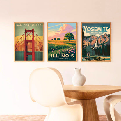 Illinois Vintage Travel Poster -  Land of the Prairie