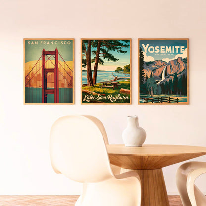 Lake Sam Rayburn Vintage Travel Poster - Calming Lake of Texas