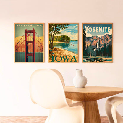 Iowa Vintage Travel Poster  - Spirit Lake Iconic View