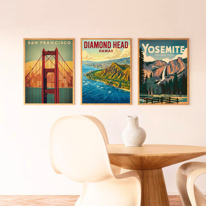 Diamond Head Vintage Travel Poster - State Monument