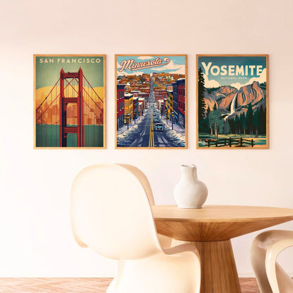 Minnesota Vintage Travel Poster - Winter Street View of Duluth