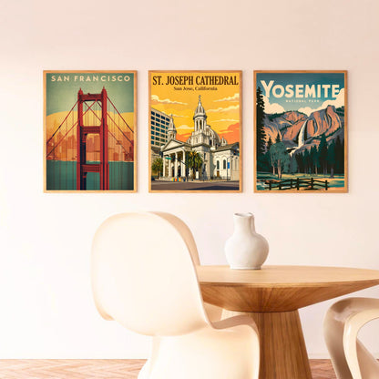 Cathedral Basilica of St. Joseph Vintage Travel Poster -  San Jose, California