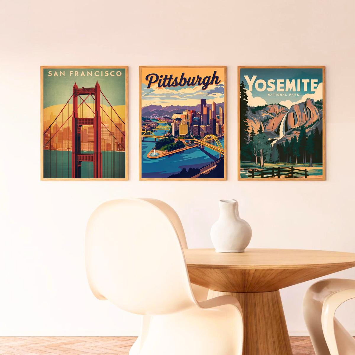 Pittsburgh Vintage Travel Poster- Bridges