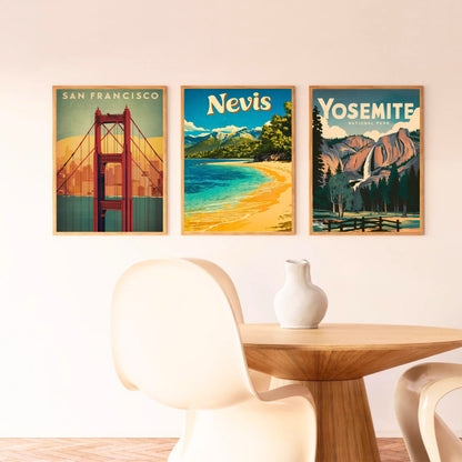 Nevis Vintage Travel Poster - Serene Beach Scene View