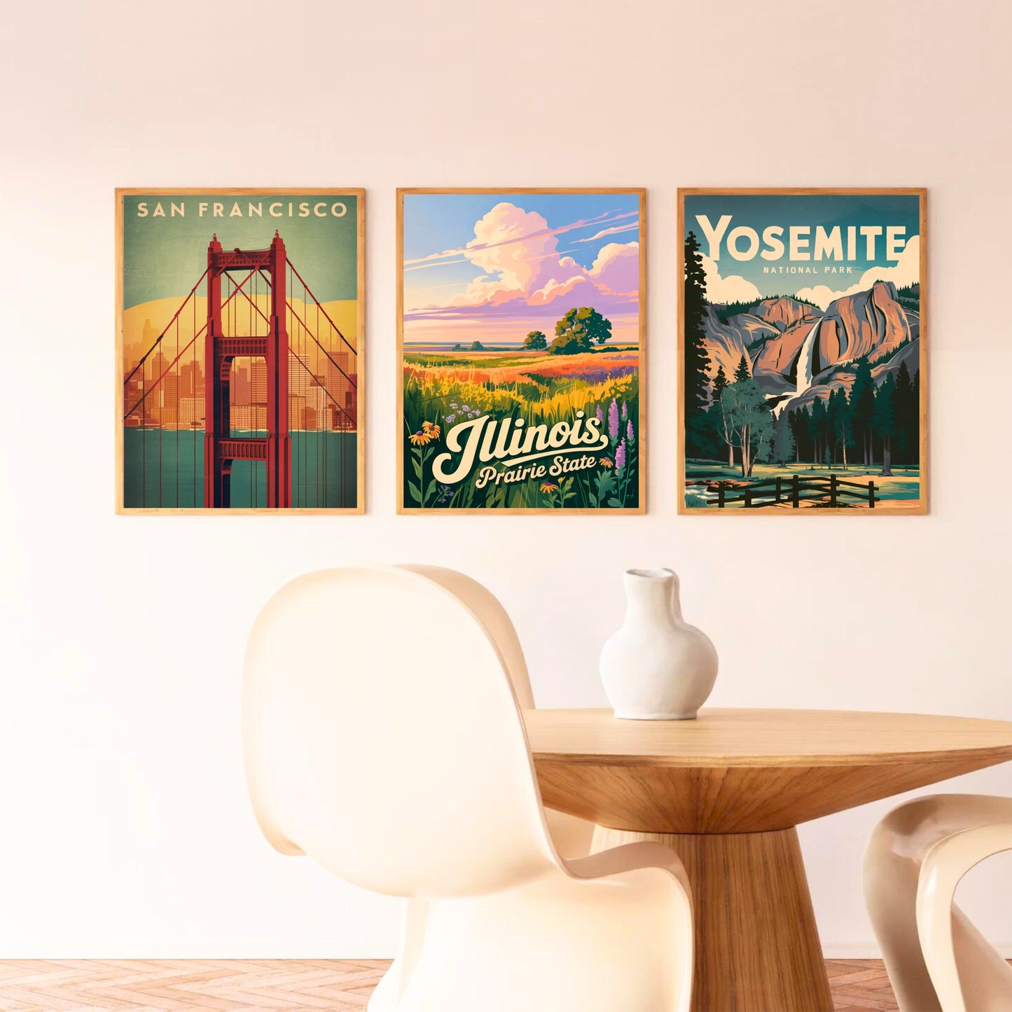 Illinois Vintage Travel Poster - Captivating Fields