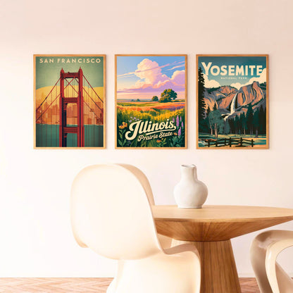 Illinois Vintage Travel Poster - Captivating Fields
