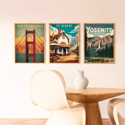St. Albans Vintage Travel Poster - Charming Pub and Street View