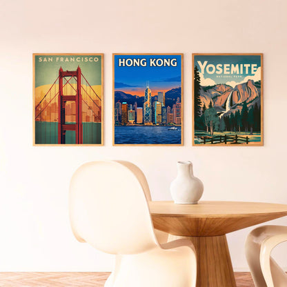 Hong Kong Vintage Travel Poster - Nightfall