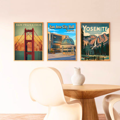 San Jose City Hall Vintage Travel Poster - California