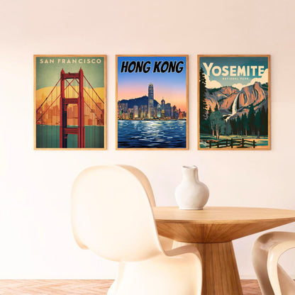 Hong Kong Vintage Travel Poster - Captivating Evening Skyline