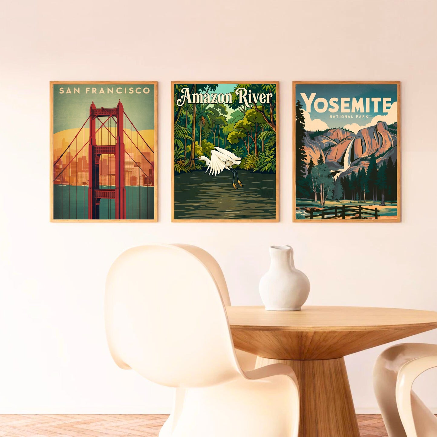 Amazon River Vintage Travel Poster - White Heron in Flight