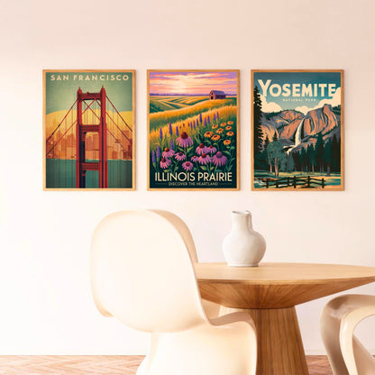 Illinois Vintage Travel Poster -  Sunlit Prairies