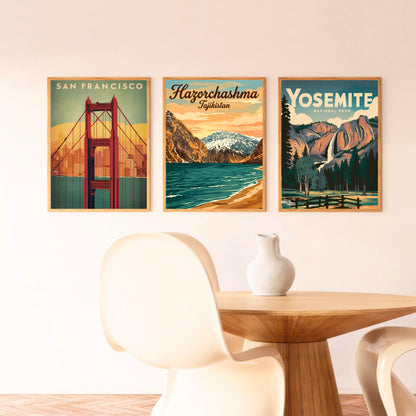 Hazorchashma Vintage Travel Poster -  Mountain Waters of Tajikistan