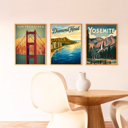 Diamond Head Vintage Travel Poster - Coastal Views