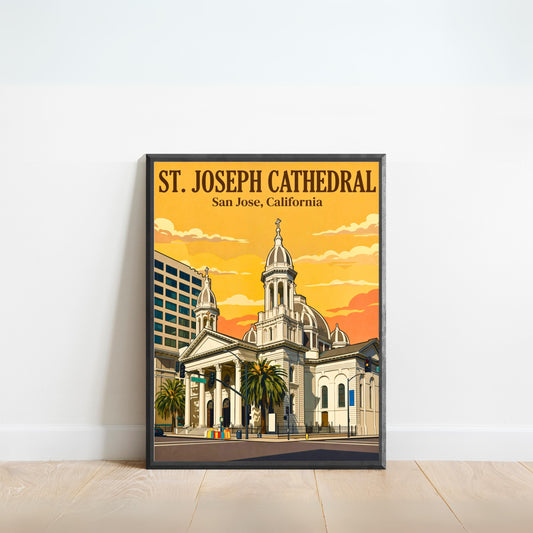 Cathedral Basilica of St. Joseph Vintage Travel Poster -  San Jose, California
