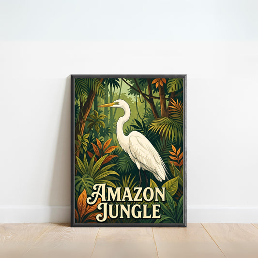 Amazon Jungle Vintage Travel Poster