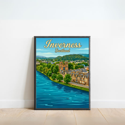 Inverness Vintage Travel Poster- Scotland Views