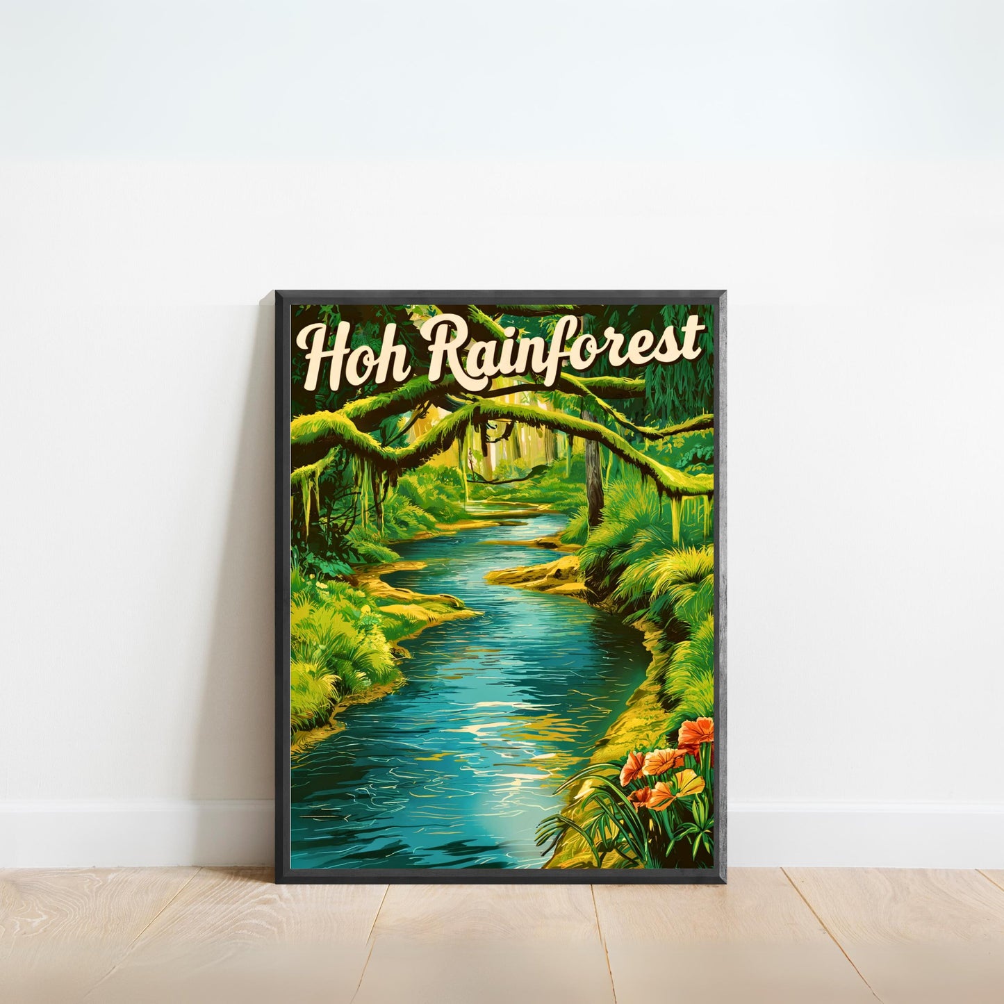 Hoh Rainforest Vintage Travel Poster - Olympic National Park