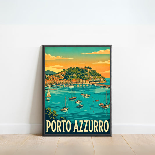 Porto Azzurro Vintage Travel Poster