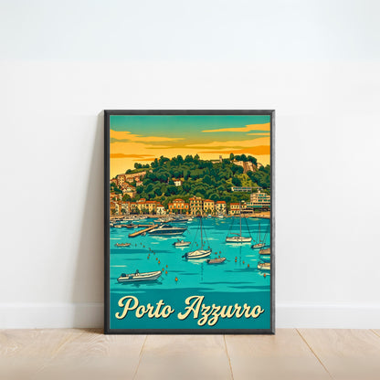 Porto Azzurro Vintage Travel Poster