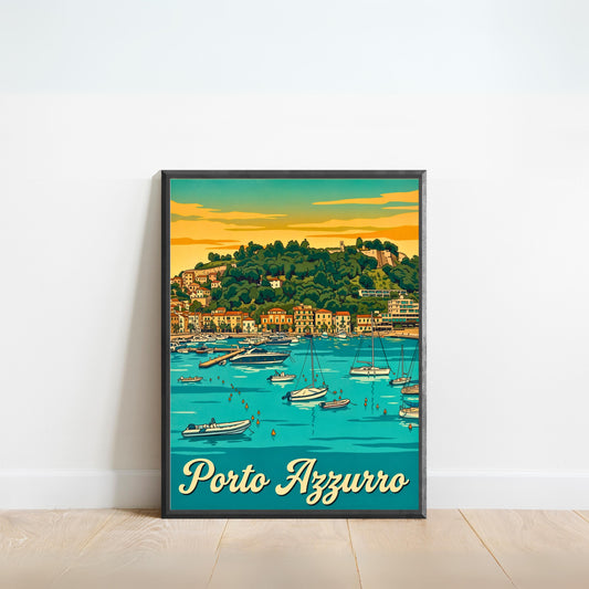 Porto Azzurro Vintage Travel Poster