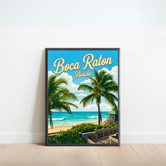 Boca Raton Vintage Travel Poster - Sunshine on the Atlantic