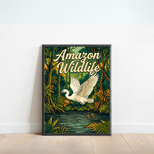 Amazon Rainforest Wildlife Vintage Travel Poster
