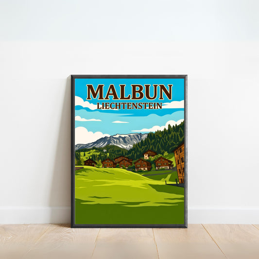 Malbun Vintage Travel Poster - Meadow Glow