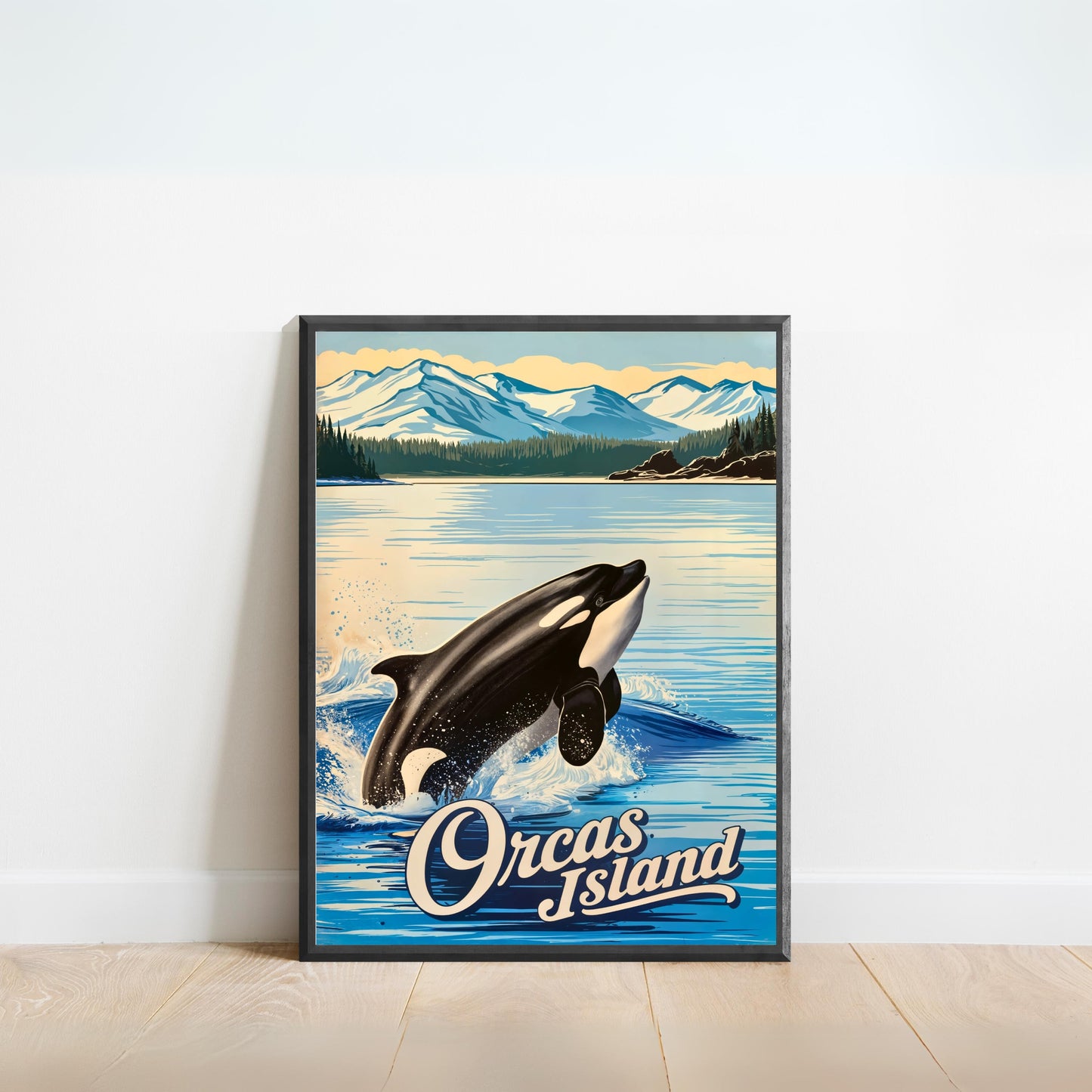 Orcas Island Vintage Travel Poster -  Where Whales Roam