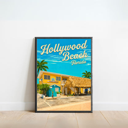 Hollywood Beach Vintage Travel Poster - Florida
