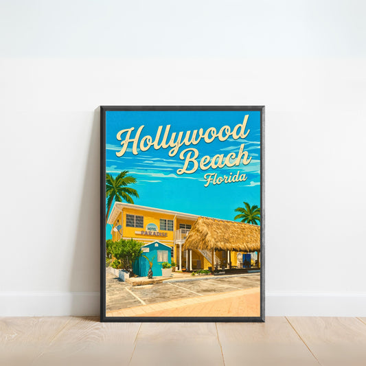 Hollywood Beach Vintage Travel Poster - Florida