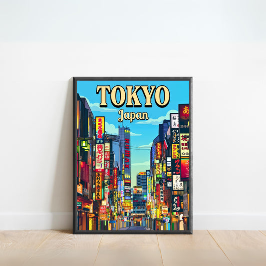 Tokyo Vintage Travel Poster - Night Signs