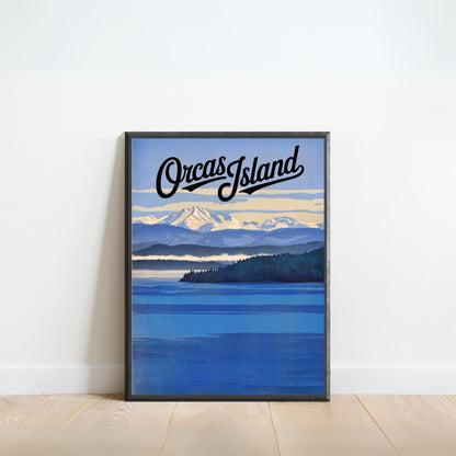 Orcas Island Vintage Travel Poster -  Mount Constitution View – Above the San Juans
