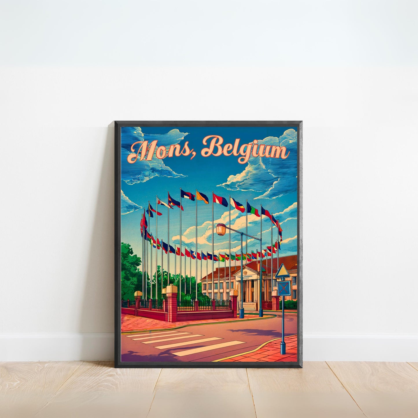 Mons, Belgium Vintage Travel Poster