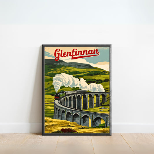 Glinfennan Vintage Travel Poster - Iconic England Train Rail Way