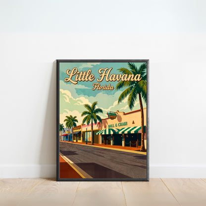 Little Havana Vintage Travel Poster -  Street View Miami, Florida